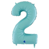 Pastel blue number 2 balloon in 14 inch size 