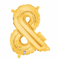 Gold Ampersand Sign Balloons | Small 14 Inch