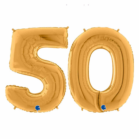 Gold Number 50 Balloons 14 Inch grabo betallic