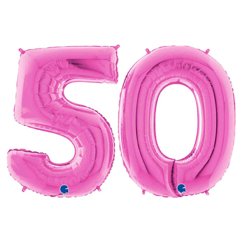 Magenta Pink Number 50 Balloons 14 INch