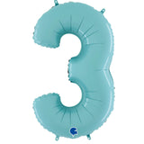 Pastel blue number 3 balloon in 14 inch size 