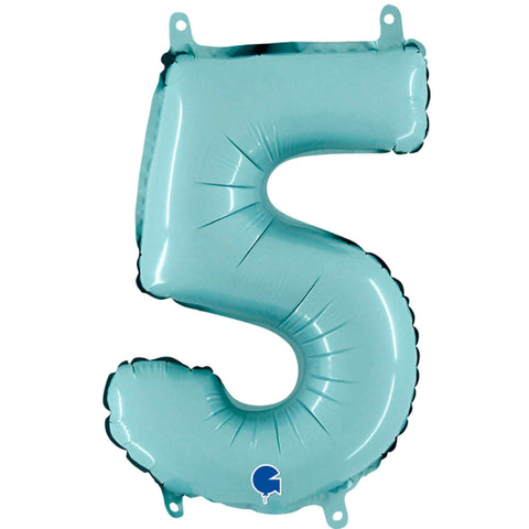 14 Inch Pastel Blue Number 5 Balloons