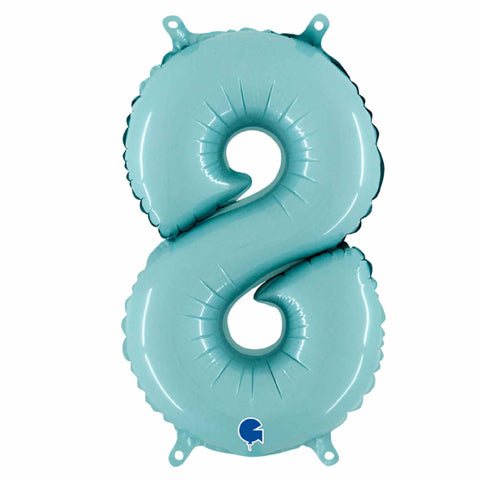 14 Inch Pastel Blue Number 8 Balloons