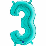 14 Inch Teal Blue Number 3 Balloons