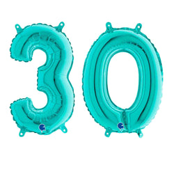 14 Inch Teal Blue Number 30 Balloons