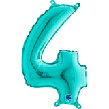 14 Inch Teal Blue Number 4 Balloons