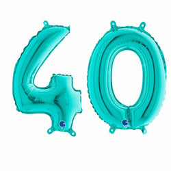 14 Inch Teal Blue Number 40 Balloons