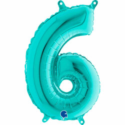 14 Inch Teal Blue Number 6 Balloons