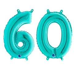 14 inch teal blue number 60 balloons