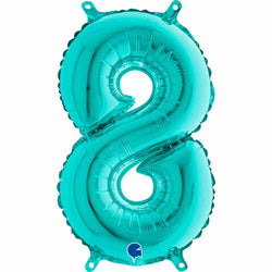 14 Inch Teal Blue Number 8 Balloons