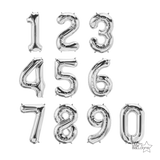 Silver Number Balloons l Small 14IN (32cm)