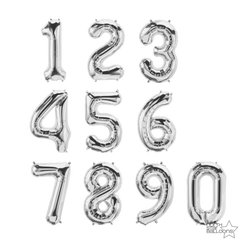 Silver Number Balloons l Small 14IN (32cm)
