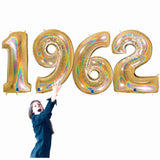 1962 year balloons in glitter gold