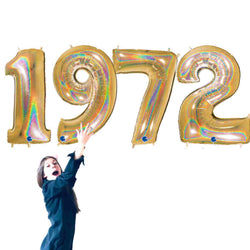 1972 year balloons in glitter gold