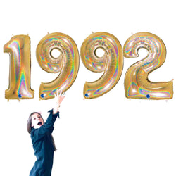 1991 Glitter Gold Number Balloons 40 INch Large size