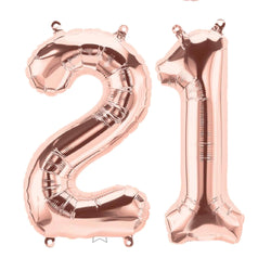 21 Number Balloons - Rose Gold - Large 34 INCH