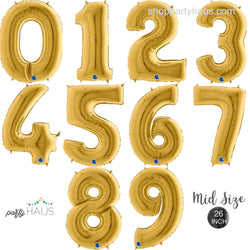 26 inch gold number balloons