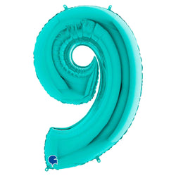 Teal blue number 9 balloon