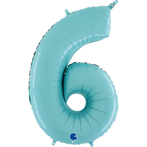 Pastel Blue 40 INCH Number 6 Balloon 100cm