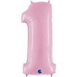 26 Inch Pastel Pink Number 1 Foil Balloon