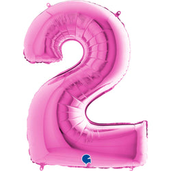 Fuchsia Pink Number 2 Balloons 40 INCH