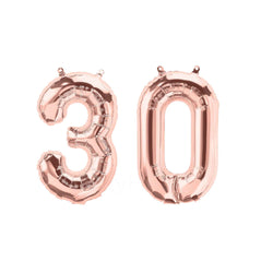 30 Number Balloons - Rose Gold - 13.5 IN or 34 IN