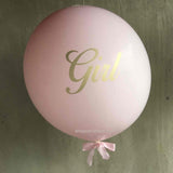 36 Inch Pastel Pink Latex Balloon with Gold Girl Custom Decal