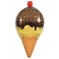 3D Dimensionals Sprinkles and Chocolate Ice Cream Cone Balloons with a cherry on top