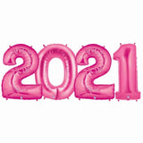 2021 Pink Fuchsia Foil Number Balloons in 40 IN (100cm)