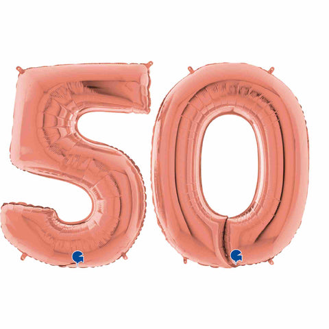 Rose gold Number 50 Balloons 40 INch grabo betallic