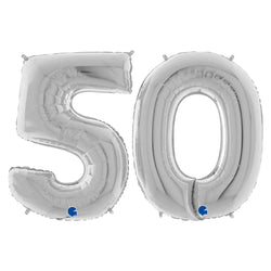 Silver Number 50 Balloons 40 INch