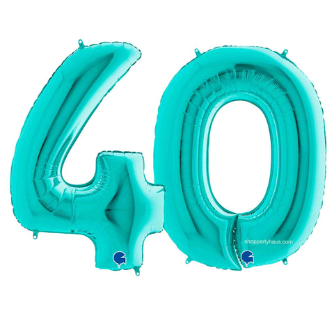 40 INCH Teal Blue Number 40 Balloons (100cm)