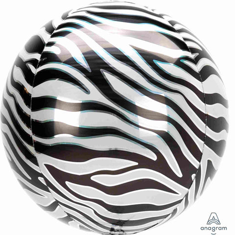 Zebra Animal Print Balloons Orbz Sphere 24 INCH