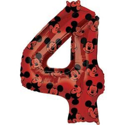 Number 4 Red Mickey Mouse Foil Balloon (Licensed)