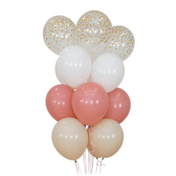 Confetti Gold, White, Sand, & Rose Balloon Bouquet l 11 INCH Package 20