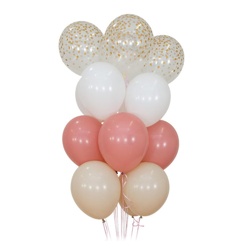 Confetti Gold, White, Sand, & Rose Balloon Bouquet l 11 INCH Package 20