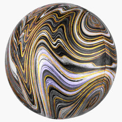 15 Inch sphere orbz balloons in black, gold and white marble