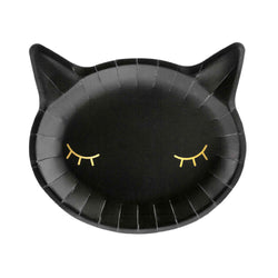 Black Kitty Cat Halloween Paper Party Plates 