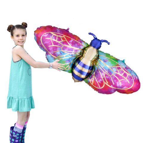 Butterfly Balloons  - 39 IN - pretty tie dye & gold watercolor