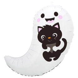 Cutie Ghost with Black Kitty Halloween Balloon