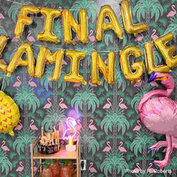 Gold "Final Flamingle" letter balloon kit