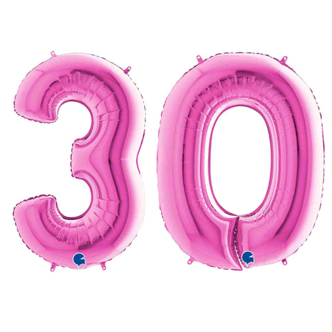 Fuchsia pink number 30 balloons