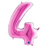 Fuchsia pink number 4 balloon in large 40 inch size