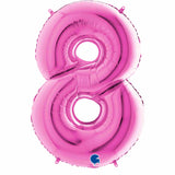 Fuchsia pink number 8 balloon in large 40 inch size