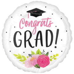 Pink flower congrats grad balloon