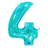 Teal Blue Number 4 Foil Balloons 40 IN (100cm)