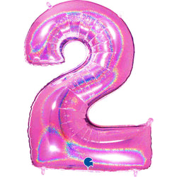 2 Glitter Giant Fuchsia Pink Number Balloons 40 INCH