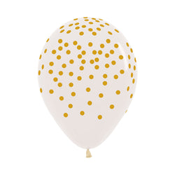 Clear Latex Balloons with Gold Confetti Print l 11 IN