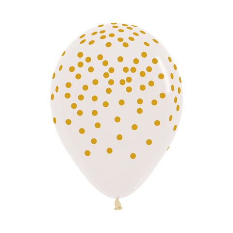 Clear Latex Balloons with Gold Confetti Print l 11 IN