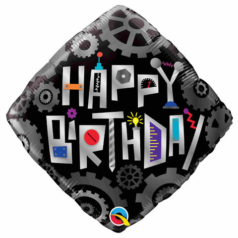 Happy Birthday robot cogwheel balloon 